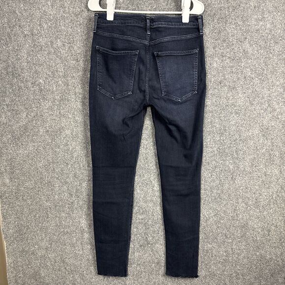 AGOLDE SOPHIE Jeans Womens Size 29 Blue Dark Wash Skinny Raw Hem - Picture 2 of 10